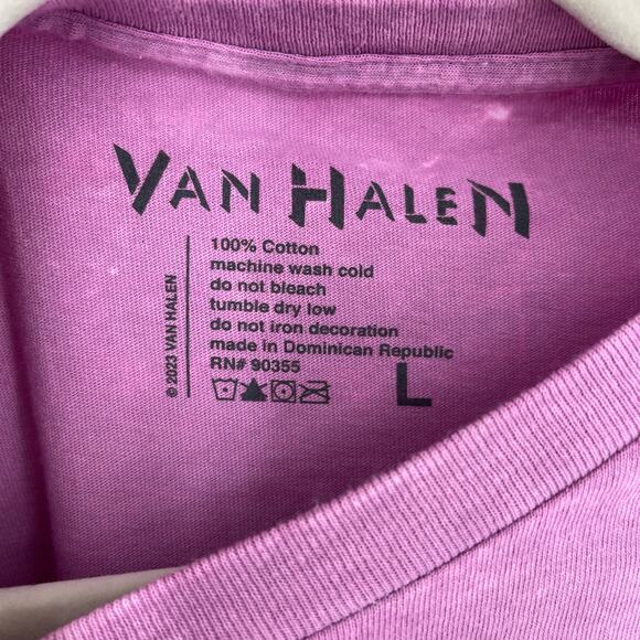 Officially Licensed Van Halen 1979 Tour T-Shirt Pink Acid Wash Large NWOT - Picture 3 of 5